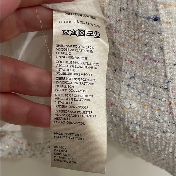 Maeve Anthropologie White Multicolor Tweed Square Neck Vest - Picture 5 of 6